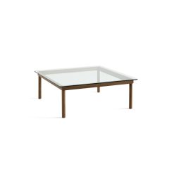 Hay Table Basse Kofi Noyer Massif & Verre Clair - L 100 X L 100 X H 36 Cm New