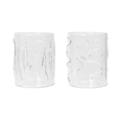 Ferm Living Set De 2 Verres Doodle - Transparent New