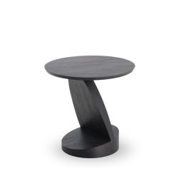 Ethnicraft Table D'Appoint Oblic En Teck Noir Verni - O 52 Cm New