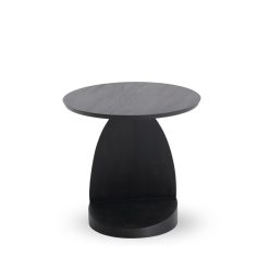 Ethnicraft Table D'Appoint Oblic En Teck Noir Verni - O 52 Cm New