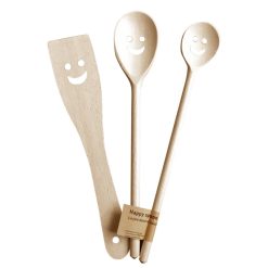 Sélectionné par Fleux Set De 3 Couverts Happy Spoon - Cuilleres Et Spatule Bois Hot