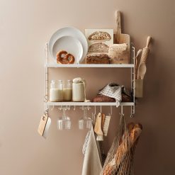 String Furniture Rangement Mural Kitchen - 58 X 50 X 20 Cm - Blanc Clearance