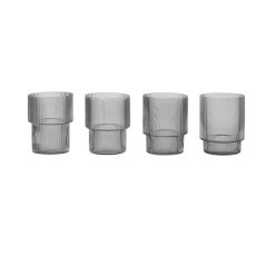 Ferm Living Set De 4 Verres Ripple - Fume Gris Clearance