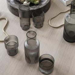 Ferm Living Set De 4 Verres Ripple - Fume Gris Clearance