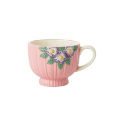 Rice Tasse Avec Fleurs En Relief En Ceramique - O 9,8 Cm - Rose Best