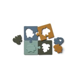 Liewood Puzzle Bodil En Silicone - Dino Bleu New