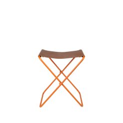 Broste Copenhagen Tabouret Pliant Nola Cuir Et Fer - 39 X 31 X 45 Cm - Pumpkin Orange New