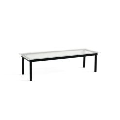 Hay Table Basse Kofi Chene Massif Noir & Verre Roseau Clair - L 140 X L 50 X H 36 Cm New