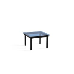 Hay Table Basse Kofi Chene Massif Noir & Verre Teinte Bleu - L 60 X L 60 X H 36 Cm Hot