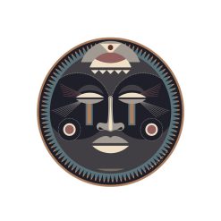 Pôdevache Set De Table Masque Africain Massai En Vinyle - O 38 Cm - Noir New