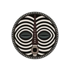 Pôdevache Set De Table Rond Masque Africain Dourou En Vinyle - O 38 Cm New