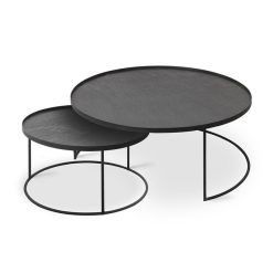 Ethnicraft Set De 2 Tables Basses Pour Plateaux Ronds En Metal Noir - O 62 Cm & O 93 Cm Wholesale