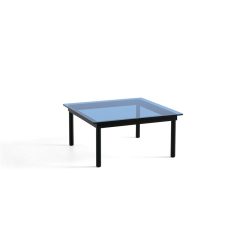 Hay Table Basse Kofi Chene Massif Noir & Verre Teinte Bleu - L 80 X L 80 X H 36 Cm Hot