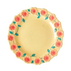 Rice Assiette A Fleurs En Ceramique - Creme Clearance