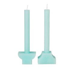 Broste Copenhagen Set De 2 Bougies Sculpture Pilas Bleu Online