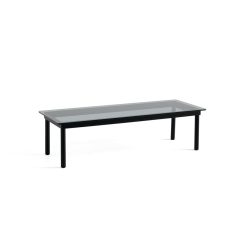 Hay Table Basse Kofi Chene Massif Noir & Verre Teinte Gris - L 140 X L 50 X H 36 Cm New