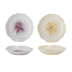 Bloomingville Set De 2 Assiettes Mimosa En Gres - O 21 X 3,5 Cm - Violet & Creme New