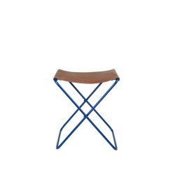 Broste Copenhagen Tabouret Pliant Nola Cuir Et Fer - 39 X 31 X 45 Cm - Intense Bleu Clearance