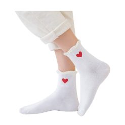 Tites Chaussettes Chaussettes Dentelle Coeur Long 35/42 - Blanc New