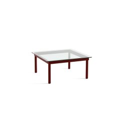 Hay Table Basse Kofi Chene Massif Rouge Grange & Verre Clair - L 80 X L 80 X H 36 Cm New