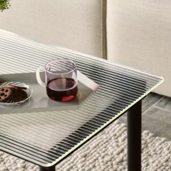 Hay Table Basse Kofi Chene Massif Noir & Verre Roseau Clair - L 100 X L 100 X H 36 Cm Wholesale